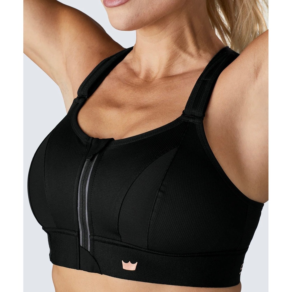 Shefit Ultimate Sports Bra Black High Impact Adjustable Front Zip 3Luxe 110002